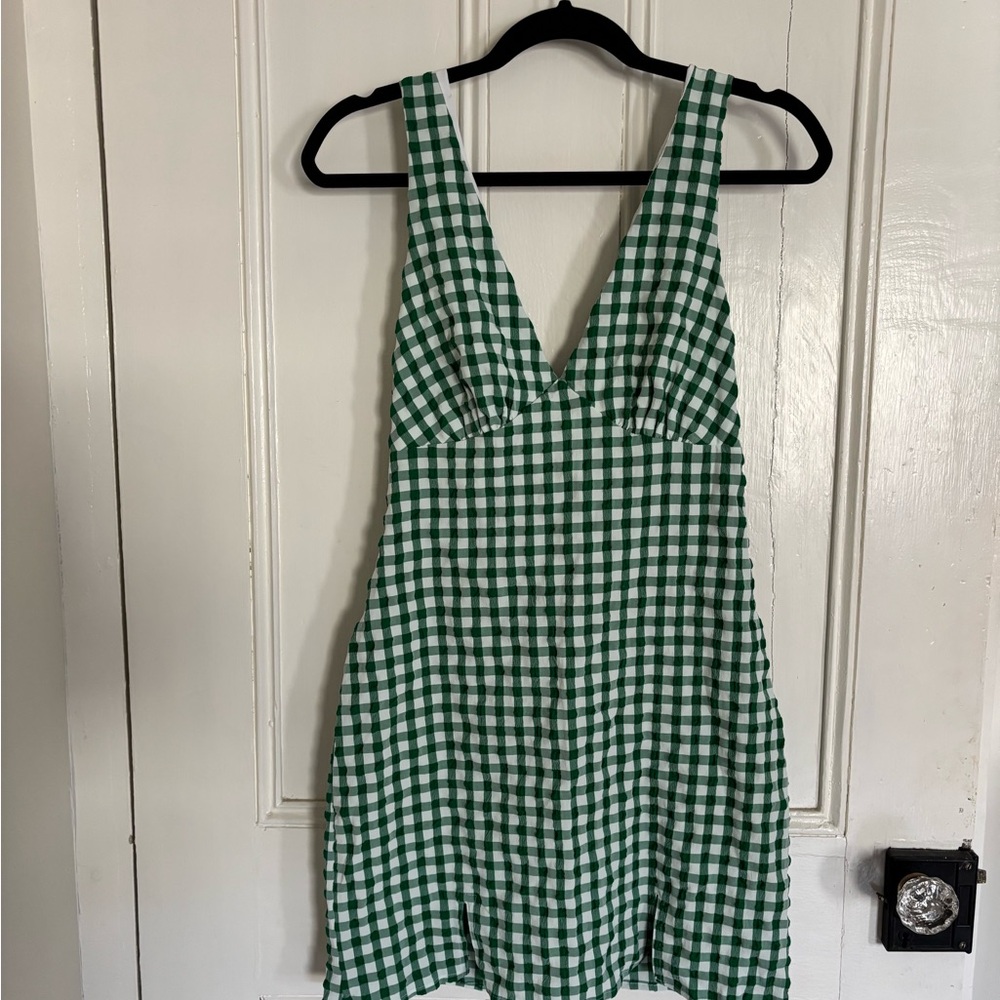ASOS Green and White Gingham Dress